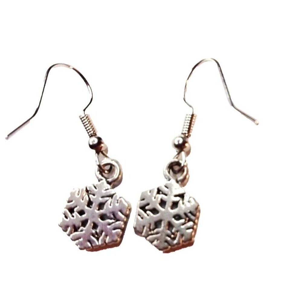 Sterling Silver Snowflake Earrings Small Dangle